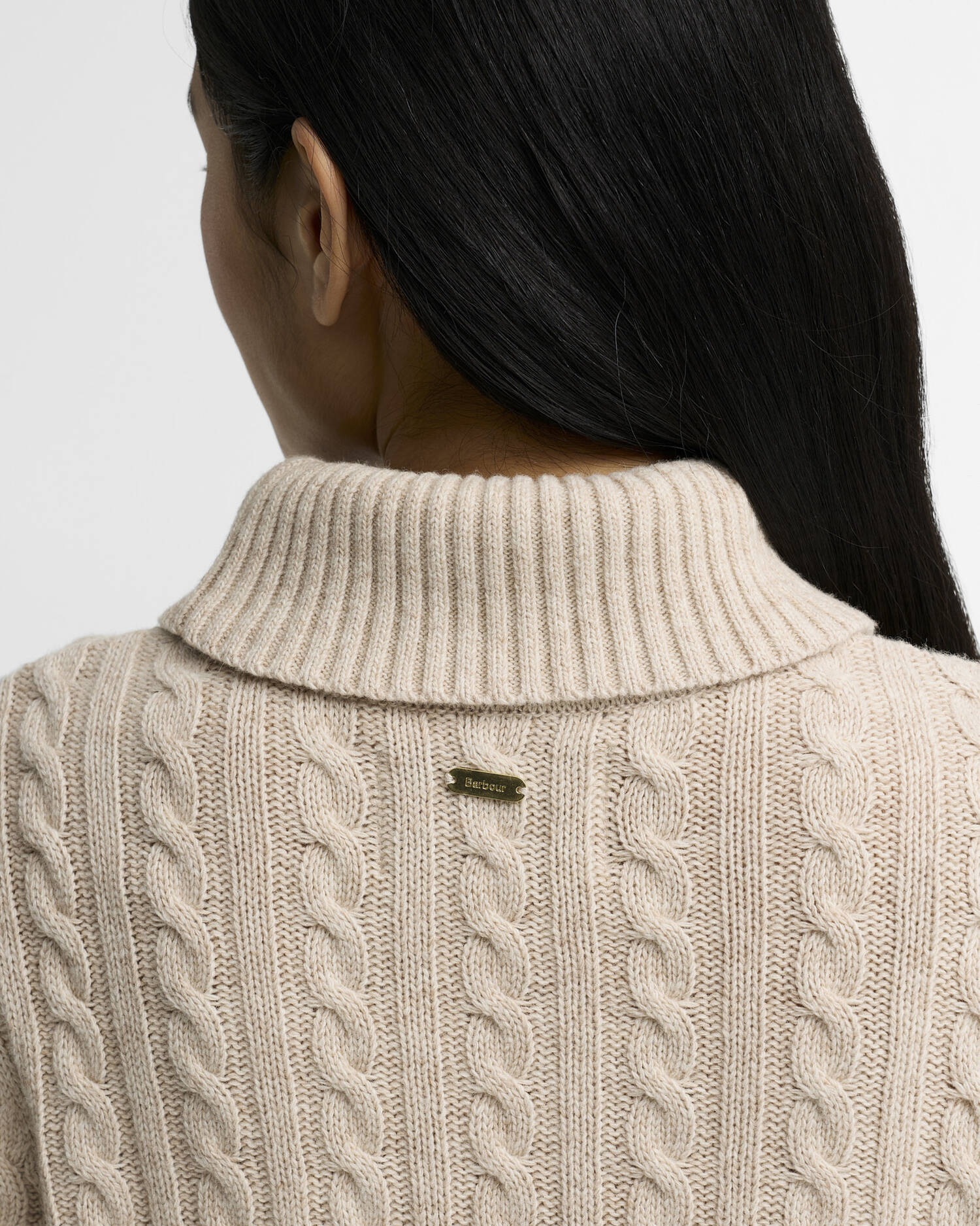 Barbour donna maglia dolcevita a trecce beige AMBLESIDE - immagine 3