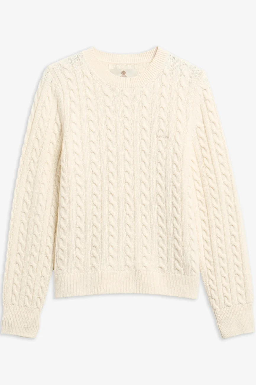 Barbour donna maglia a trecce panna ASHDOWN