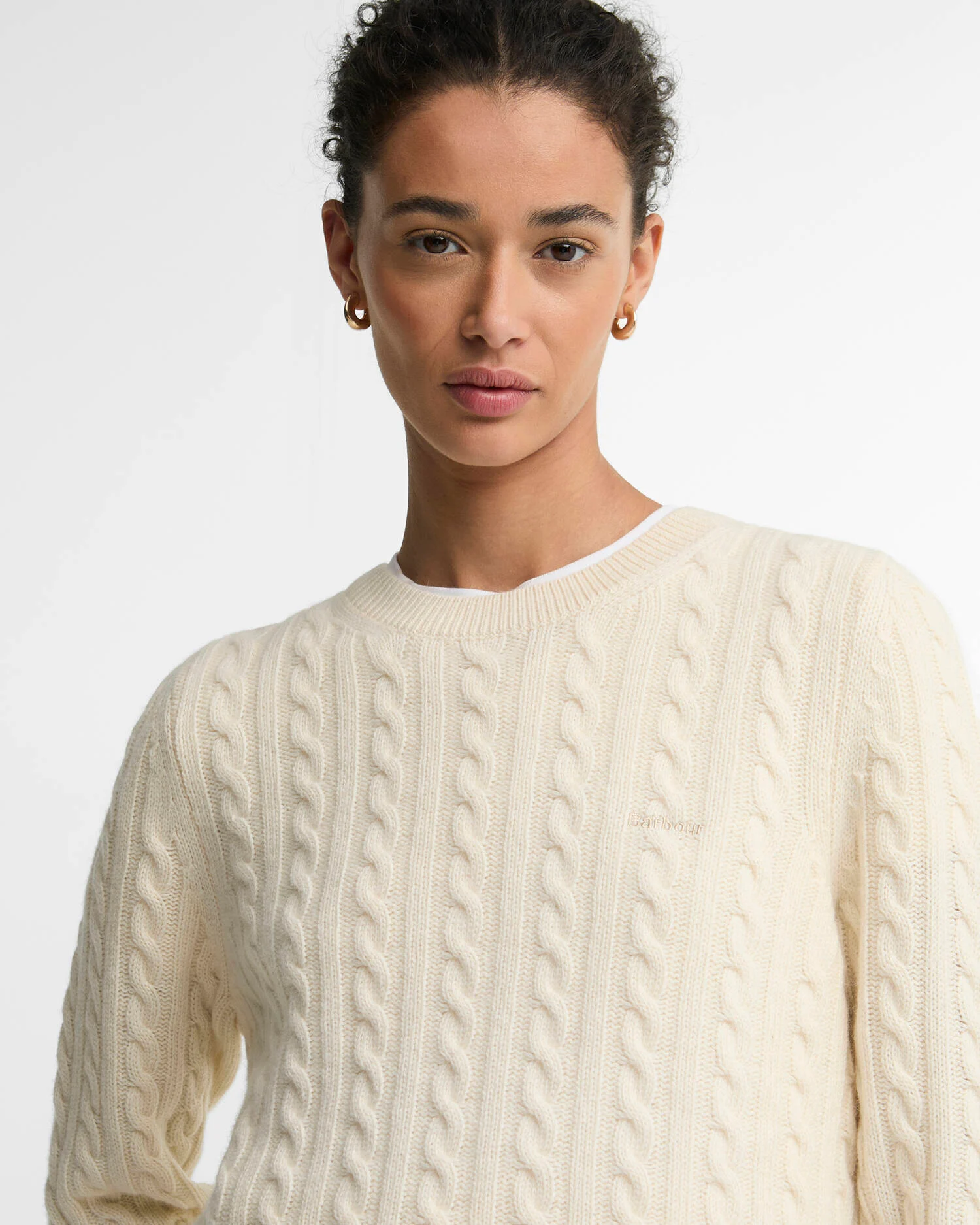 Barbour donna maglia a trecce panna ASHDOWN - immagine 2
