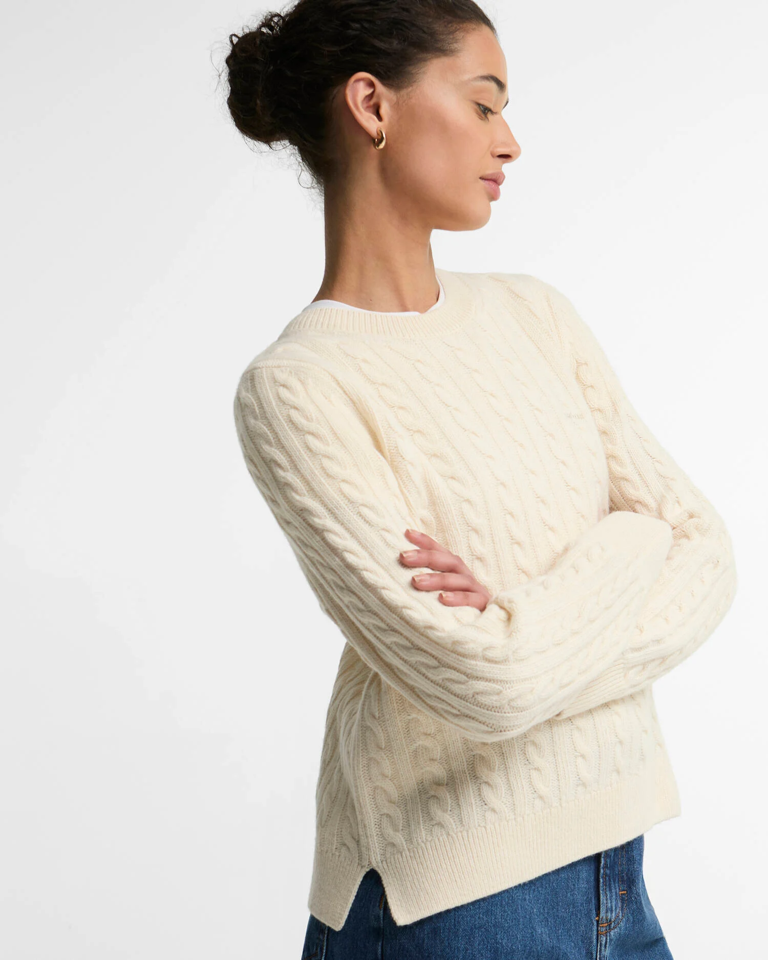 Barbour donna maglia a trecce panna ASHDOWN - immagine 3