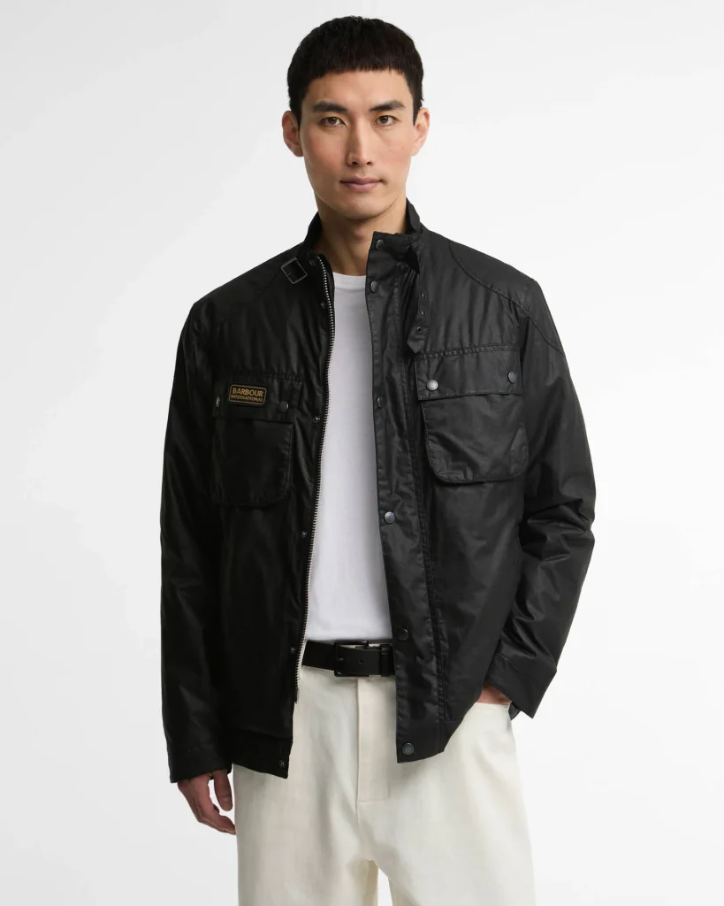 Barbour International giubbotto in cotone cerato nera WINTER MERTON