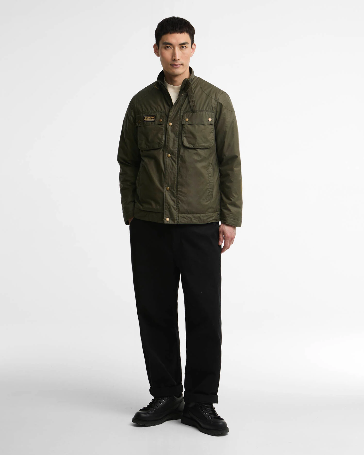 Barbour International giubbotto in cotone cerato verde WINTER MERTON - immagine 5