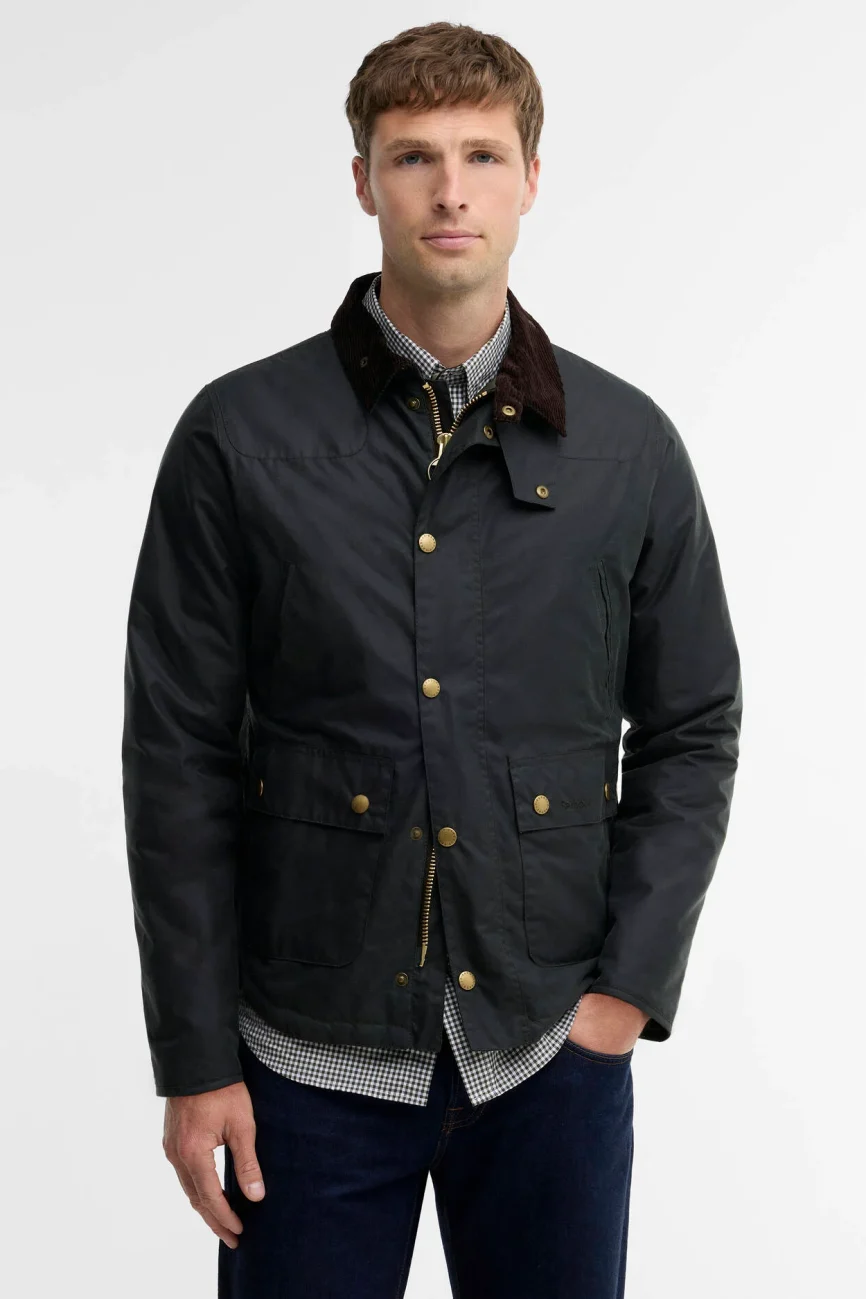 Barbour uomo giacca cotone cerato verde REELIN