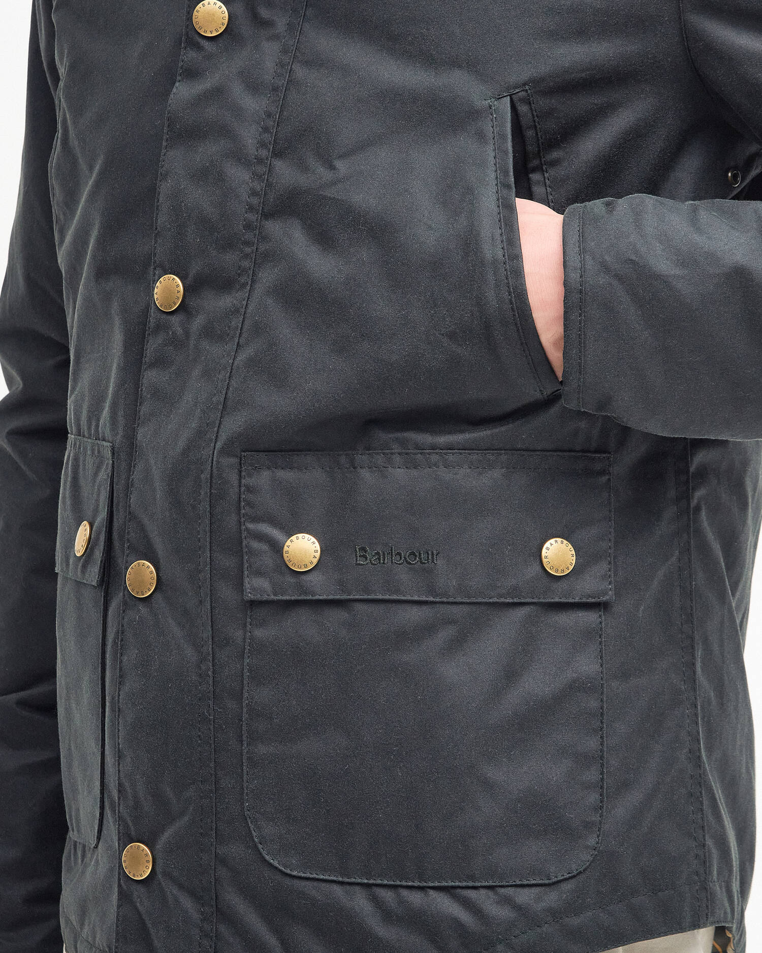 Barbour uomo giacca cotone cerato verde REELIN - immagine 3