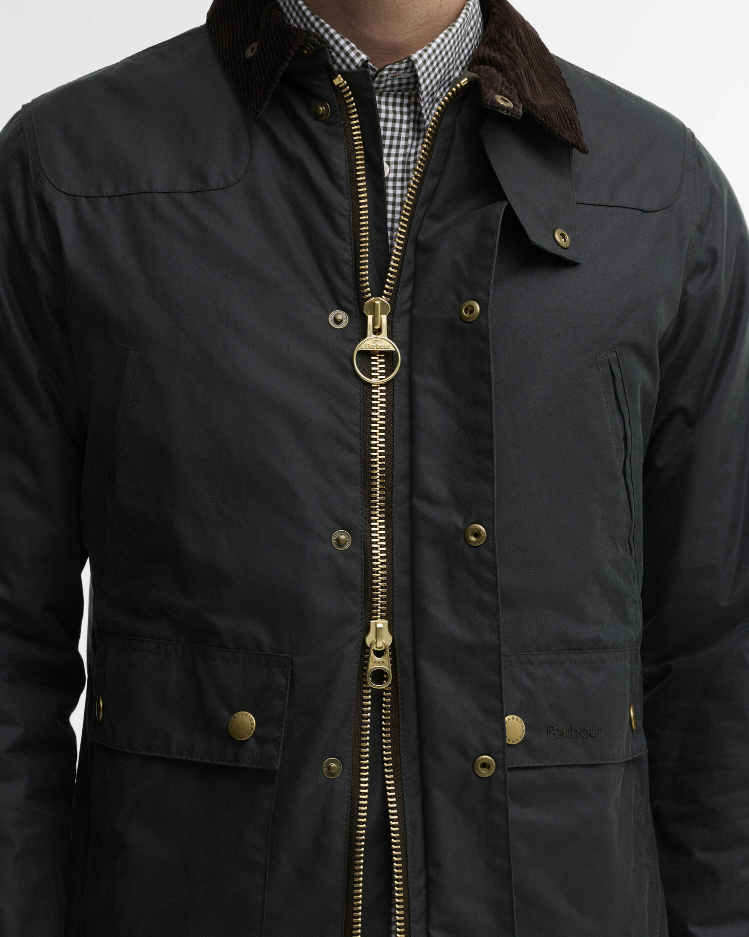 Barbour uomo giacca cotone cerato verde REELIN - immagine 4