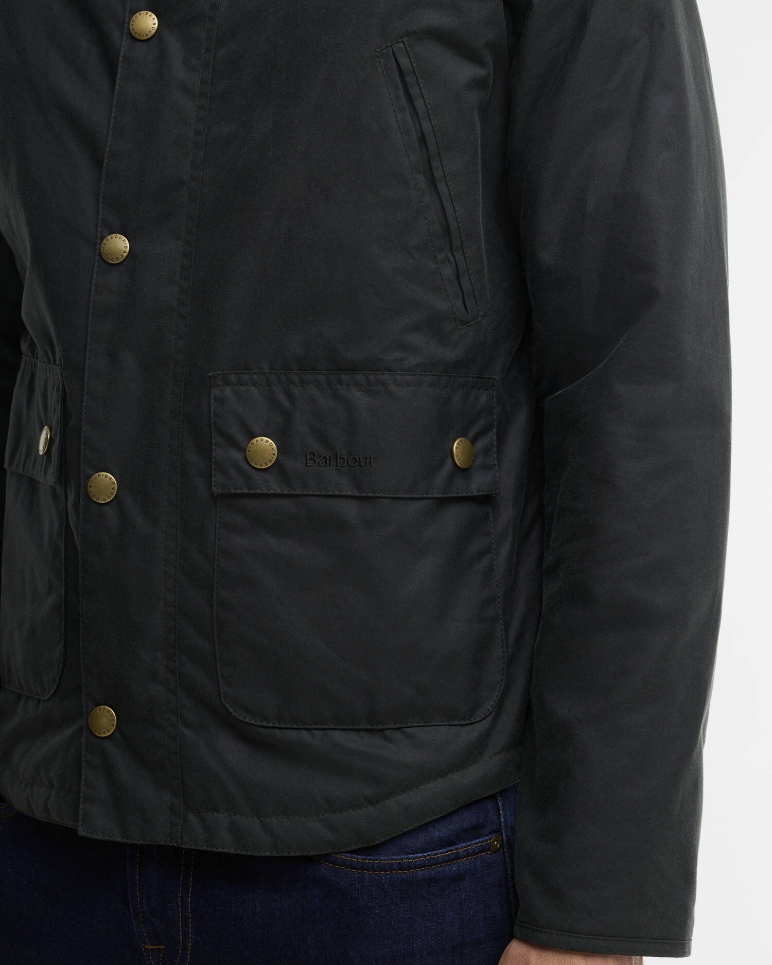 Barbour uomo giacca cotone cerato verde REELIN - immagine 5