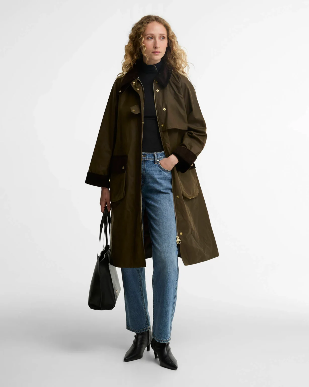 Barbour donna giacca cerata lunga nocciola KIRKLESS
