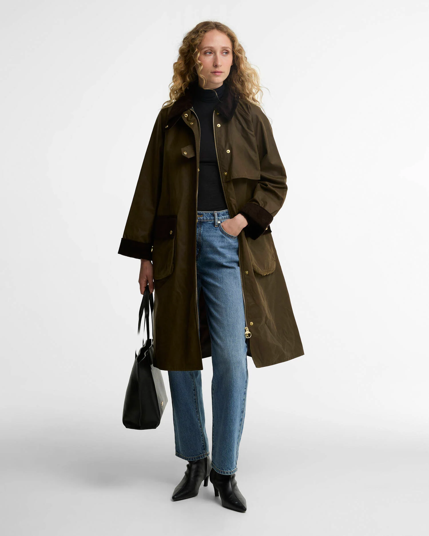 Barbour donna giacca cerata lunga nocciola KIRKLESS