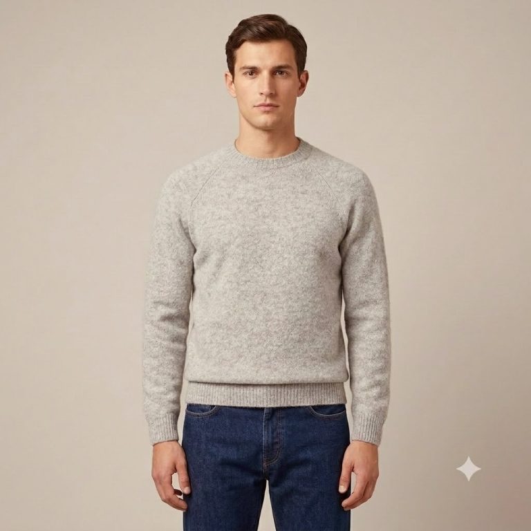 Homeward uomo maglia girocollo in lana shetland beige fallow