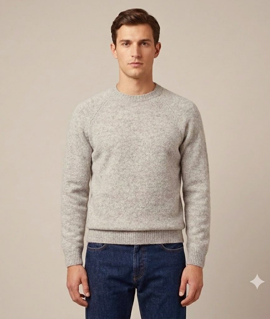 Homeward uomo maglia girocollo in lana shetland beige fallow