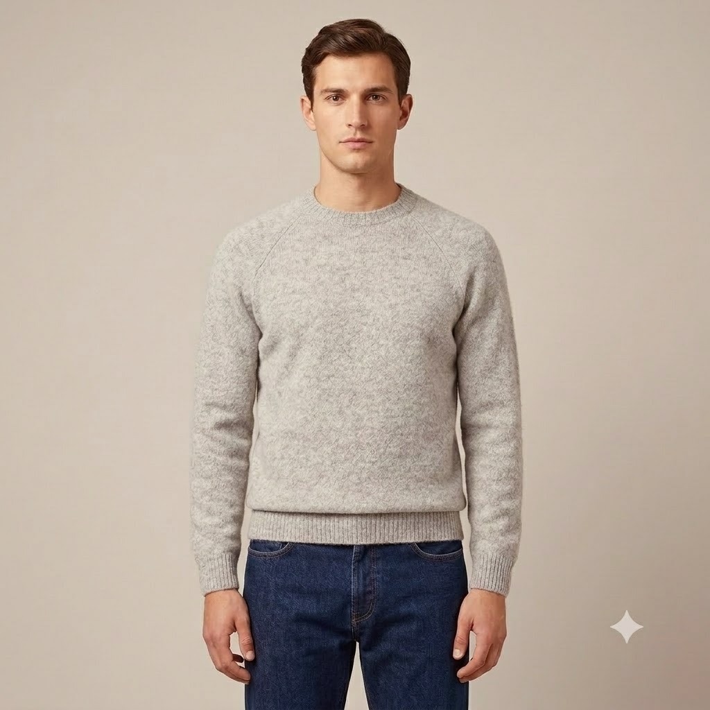 Homeward uomo maglia girocollo in lana shetland beige fallow