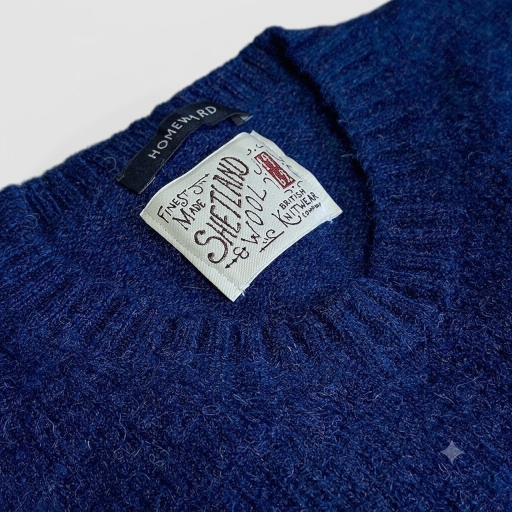 Homeward uomo maglia girocollo in lana shetland blu maritime - immagine 2