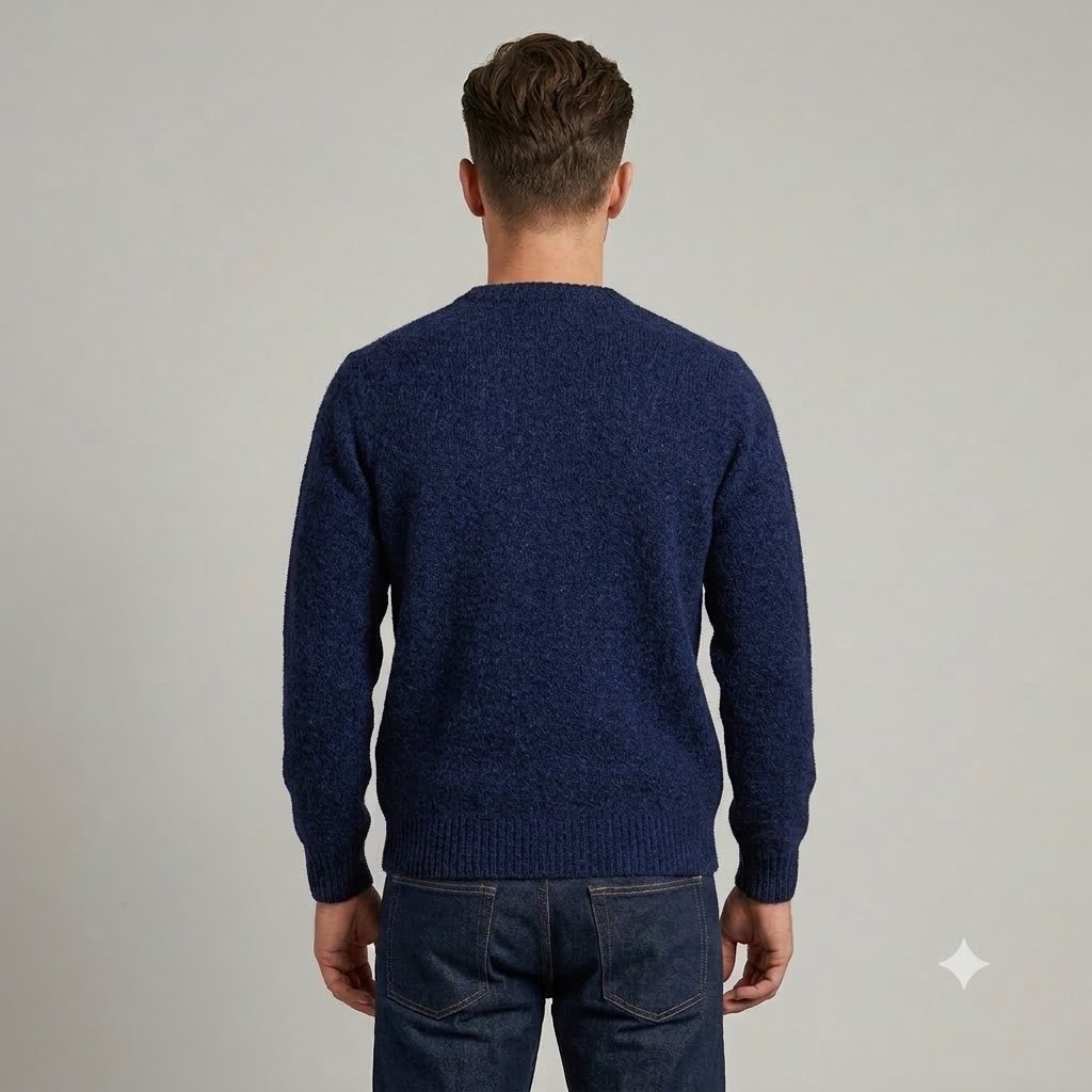 Homeward uomo maglia girocollo in lana shetland blu maritime - immagine 4