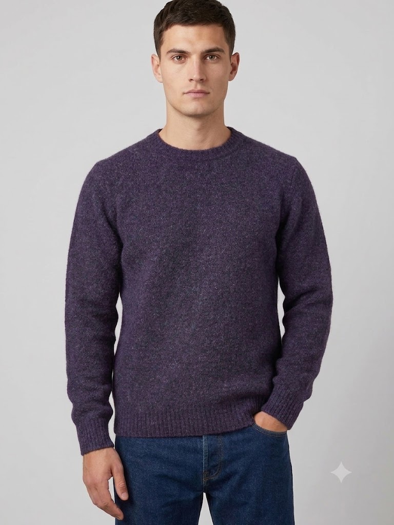 homeward uomo maglia girocollo lana shetland hinchcliffe viola 1
