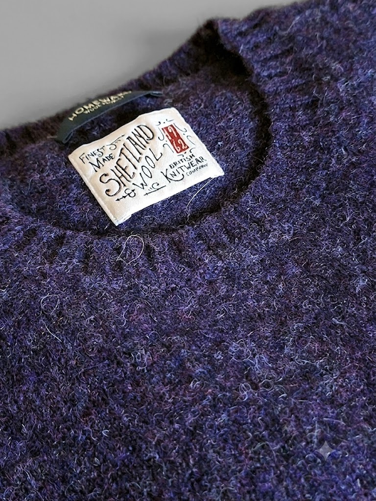 Homeward uomo maglia girocollo in lana shetland viola highland - immagine 2