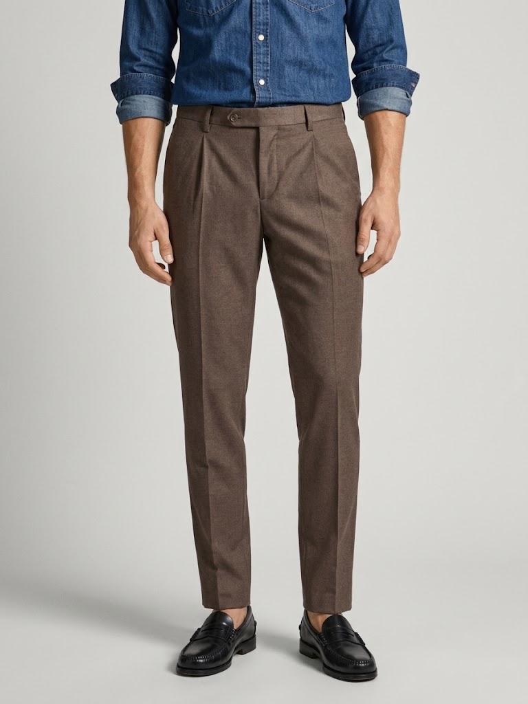 L.B.M. 1911 pantaloni in flanella elasticizzata marrone MICHAEL