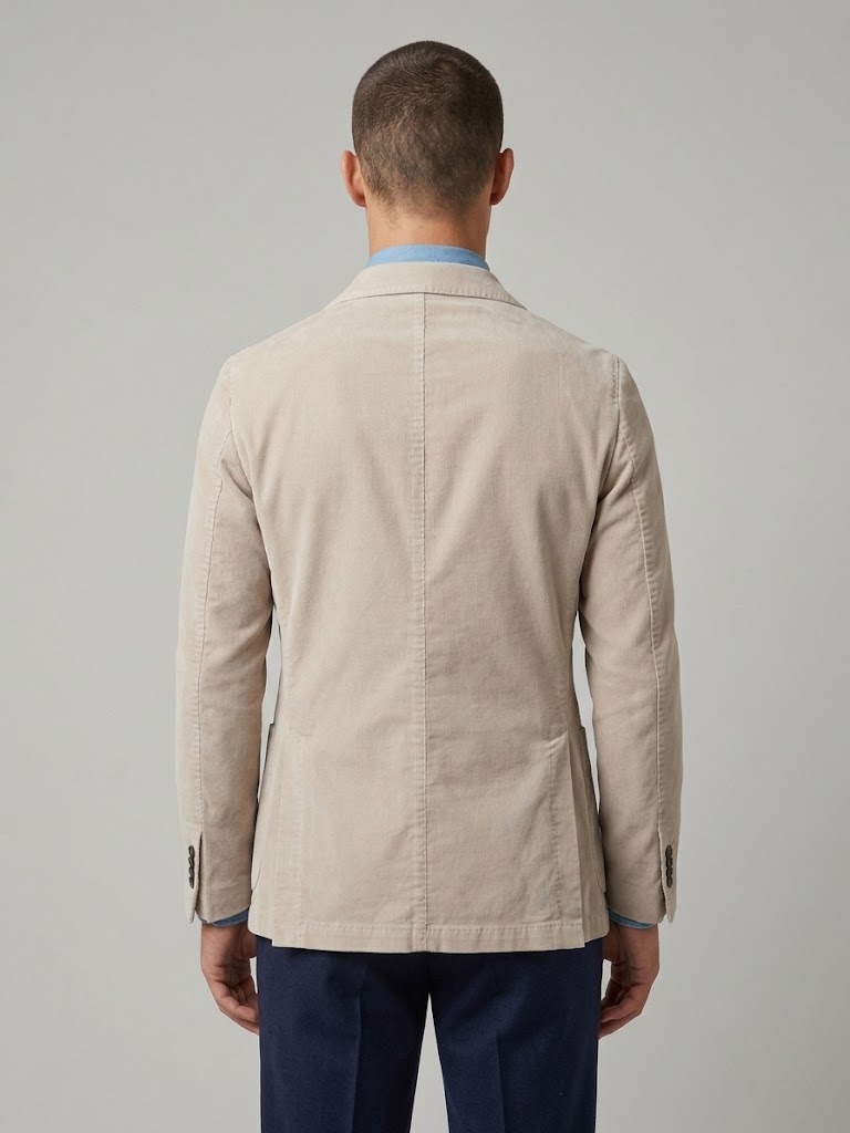 L.B.M. 1911 giacca doppio petto in velluto elasticizzato beige TOM REGULAR - immagine 3