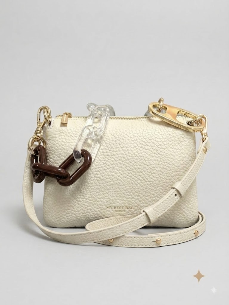My Best Bag borsa a spalla in pelle martellata avorio REFLEX MACRO DOLLARO