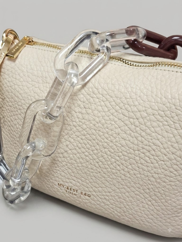 My Best Bag borsa a spalla in pelle martellata avorio REFLEX MACRO DOLLARO