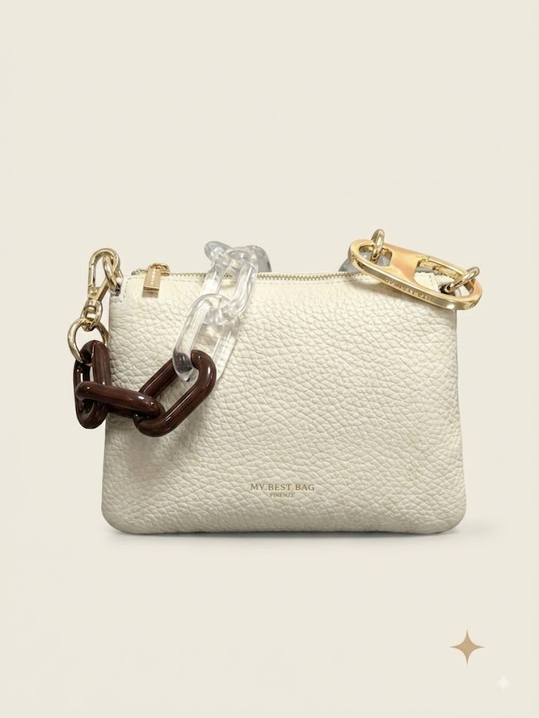 My Best Bag borsa a spalla in pelle martellata avorio REFLEX MACRO DOLLARO