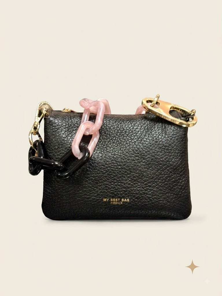 My Best Bag borsa a spalla in pelle martellata nera REFLEX MACRO DOLLARO