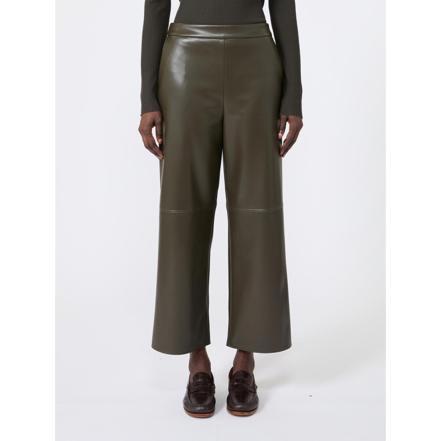 'S Max Mara pantalone in jersey spalmato marroni SMMAMATI