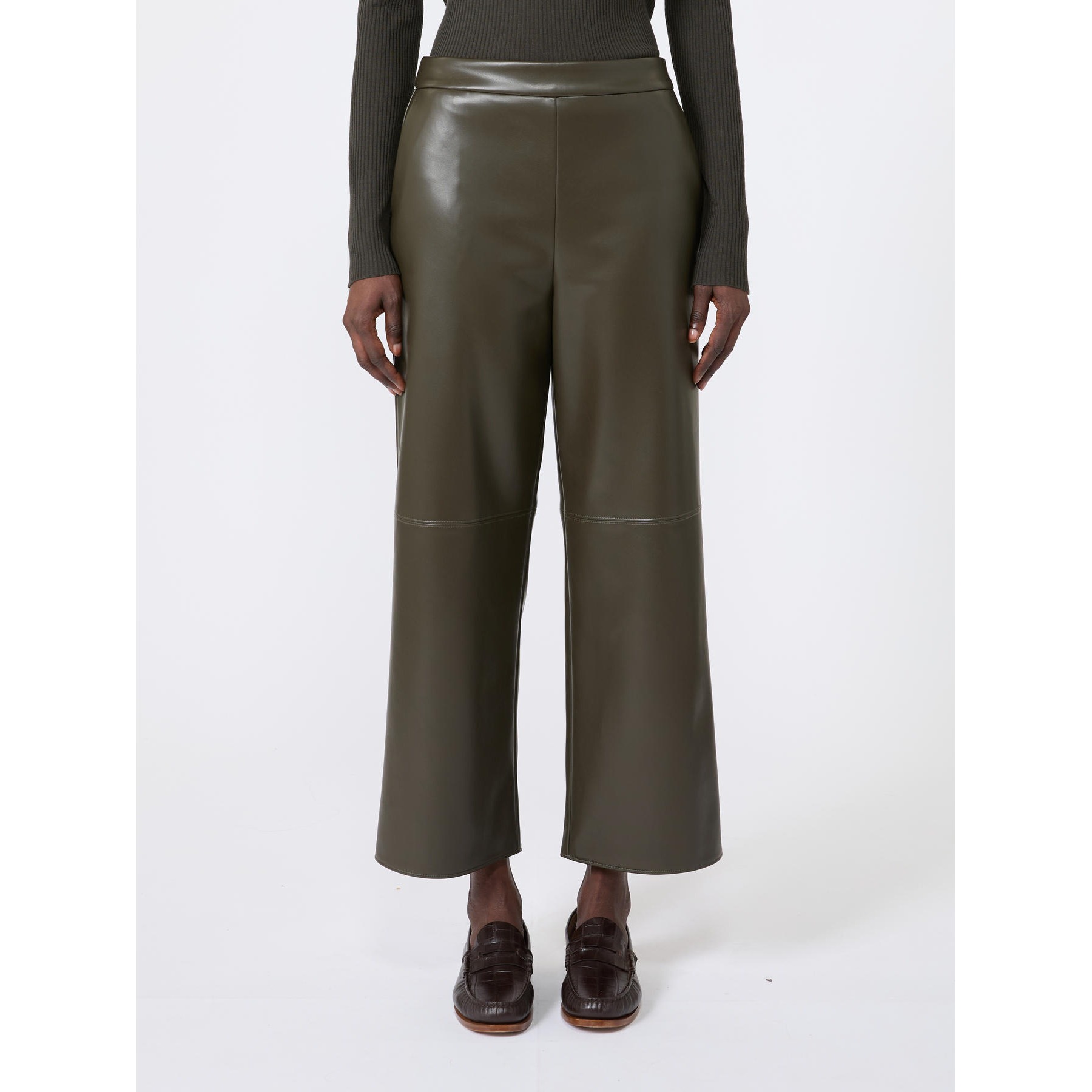 'S Max Mara pantalone in jersey spalmato marroni SMMAMATI
