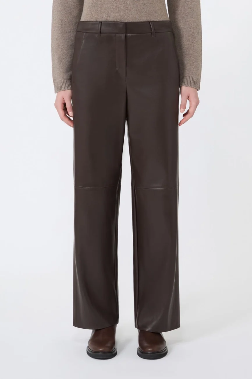 'S Max Mara pantalone in jersey spalmato marroni SMMSOSPIRO