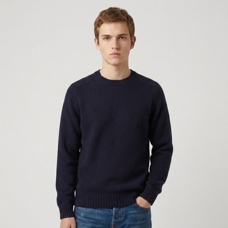 Sebago uomo maglia girocollo in shetland blu GILEAD