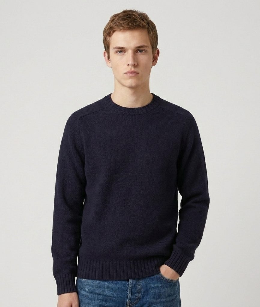 Sebago uomo maglia girocollo in shetland blu GILEAD