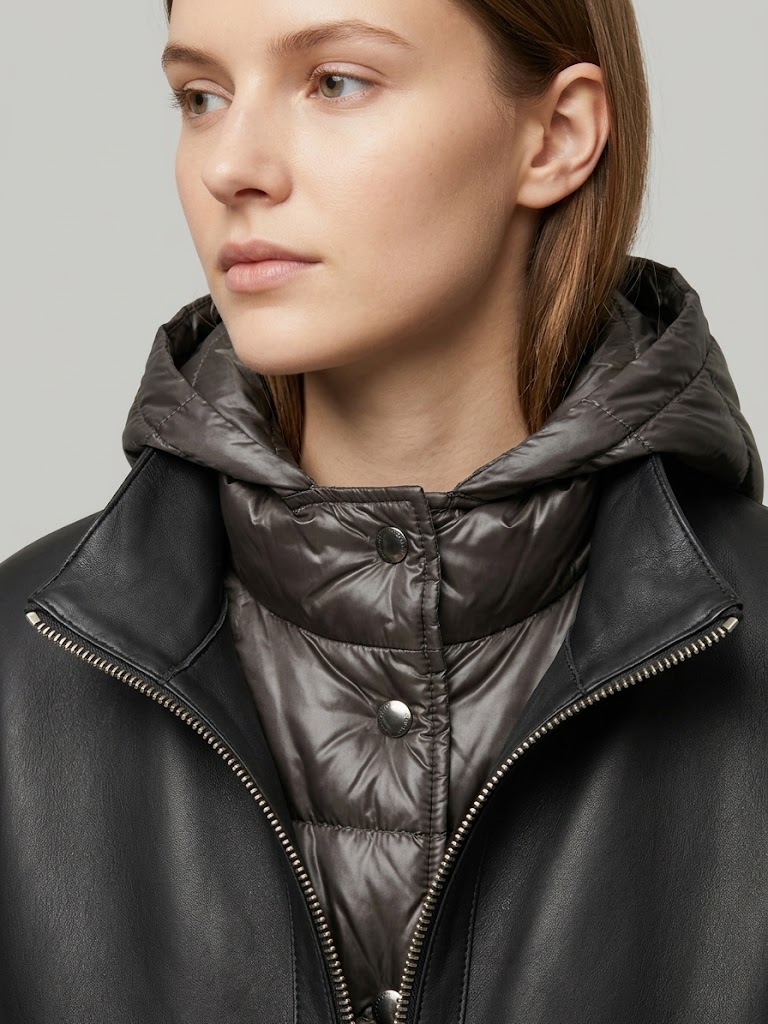 The Jackie Leathers giacca in pelle bonded testa di moro CINTHIA - immagine 3