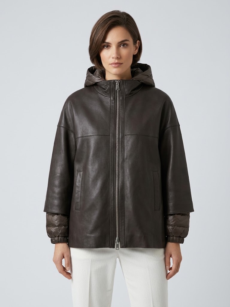 The Jackie Leathers giacca in pelle bonded testa di moro CINTHIA