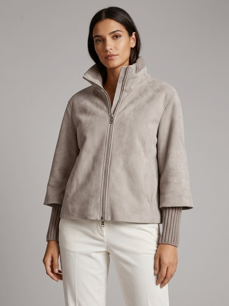 The Jackie Leathers giacca in pelle scamosciata vaniglia LYRA