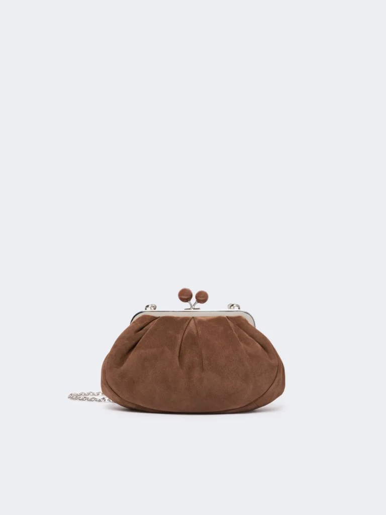 Weekend Max Mara borsa pasticcino bag small in suede cioccolato WKAVALOIS