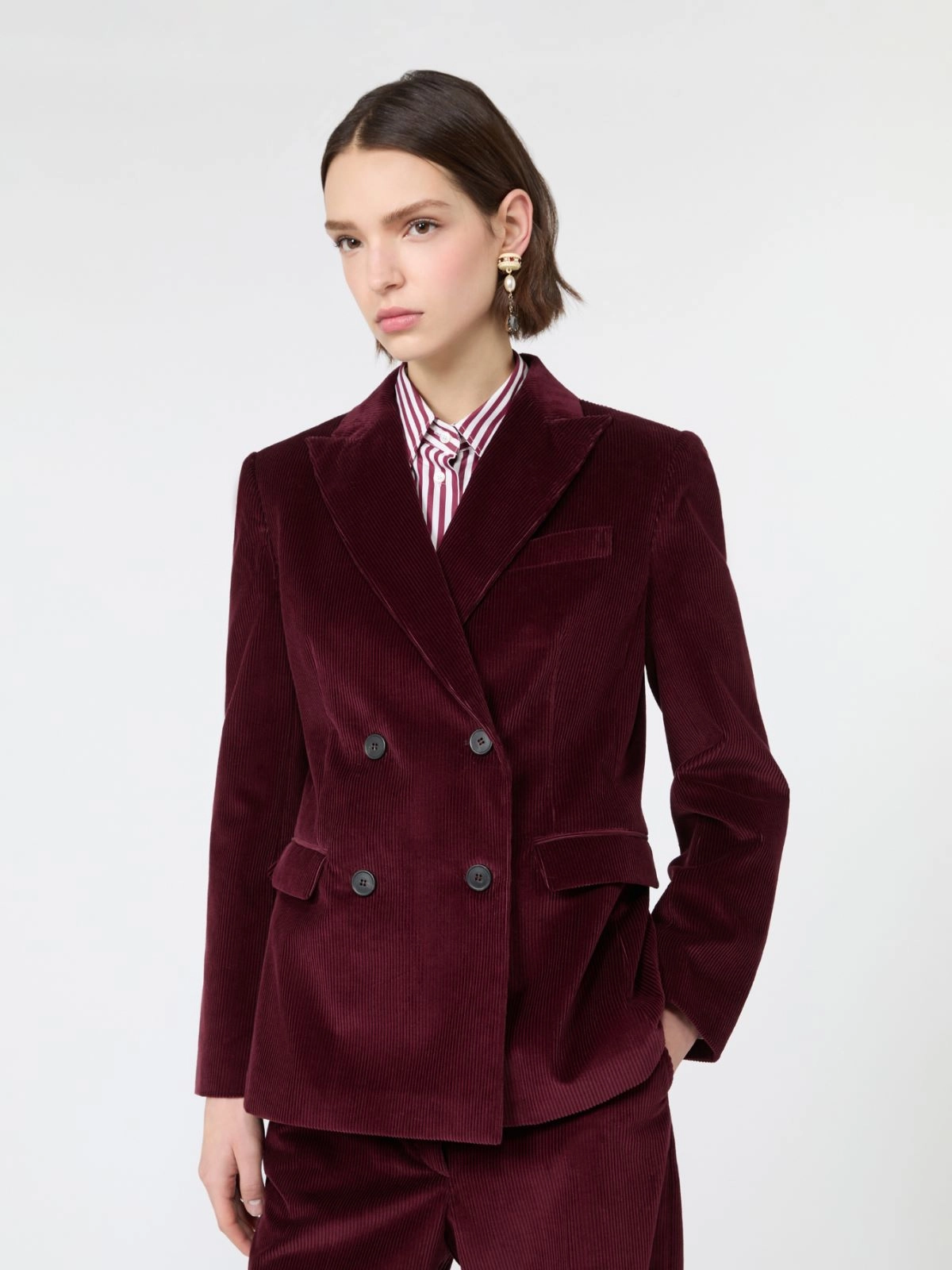 Weekend Max Mara giacca doppio petto in velluto a coste bordeaux WKDKATANGA - immagine 3