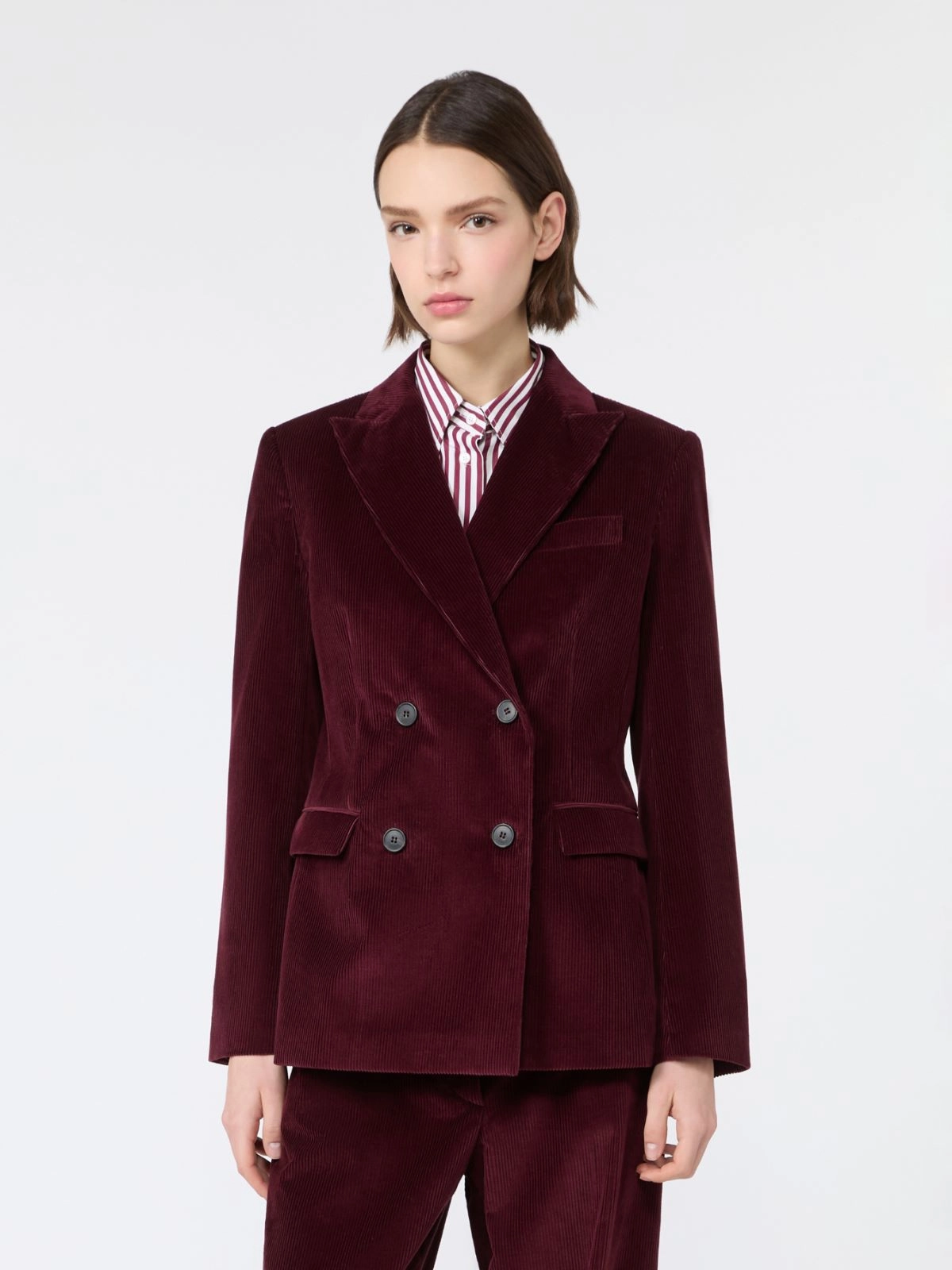 Weekend Max Mara giacca doppio petto in velluto a coste bordeaux WKDKATANGA