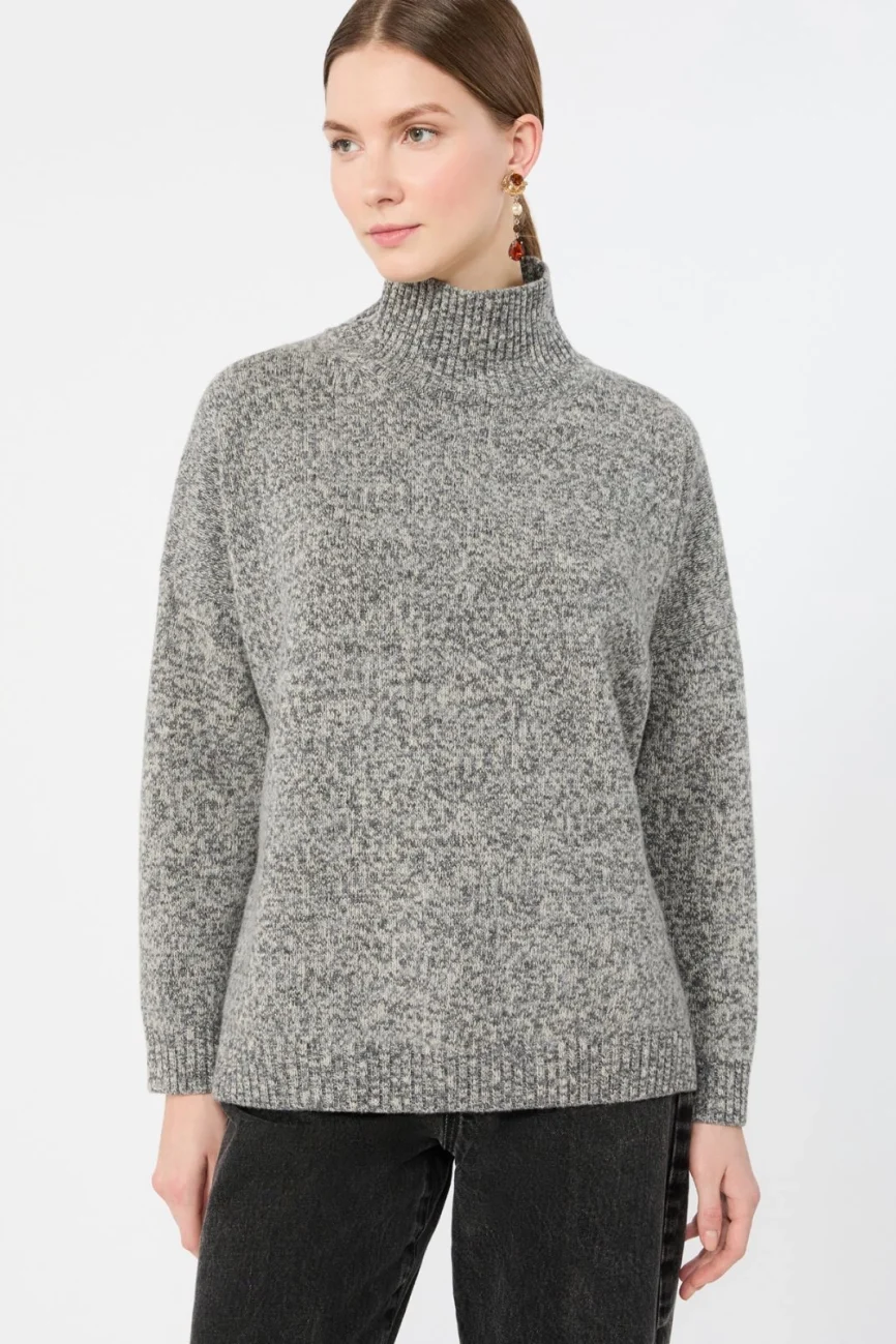 Weekend Max Mara maglia collo alto in lana grigio melange WKDBORGIA