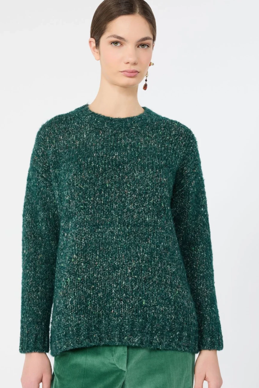 Weekend Max Mara maglia girocollo in misto alpaca verde scuro WKDHOBBY