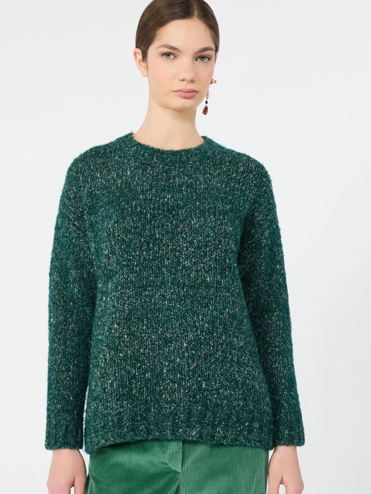 Weekend Max Mara maglia girocollo in misto alpaca verde scuro WKDHOBBY