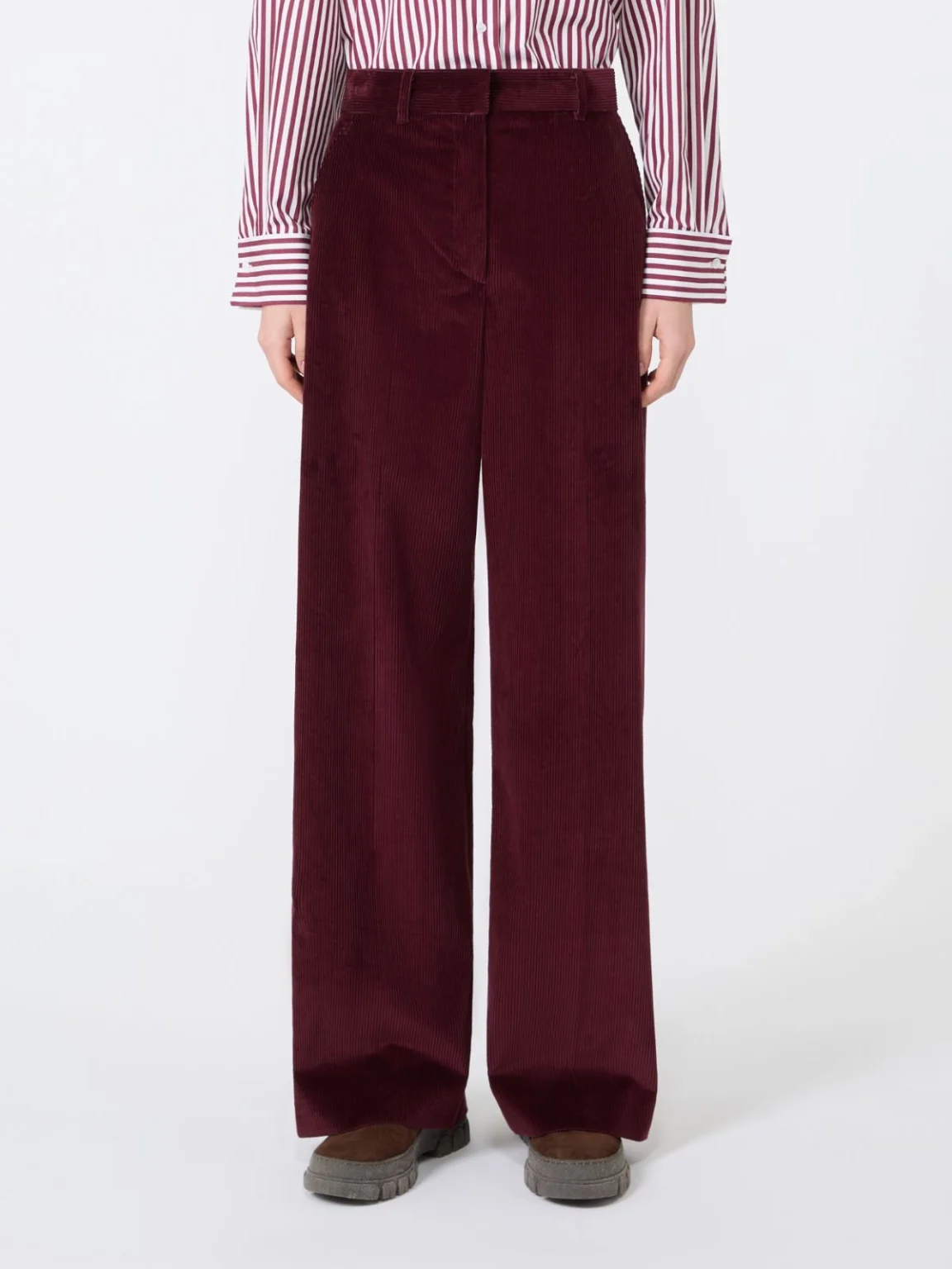 Weekend Max Mara pantalone gamba larga in velluto bordeaux WKDTANIA