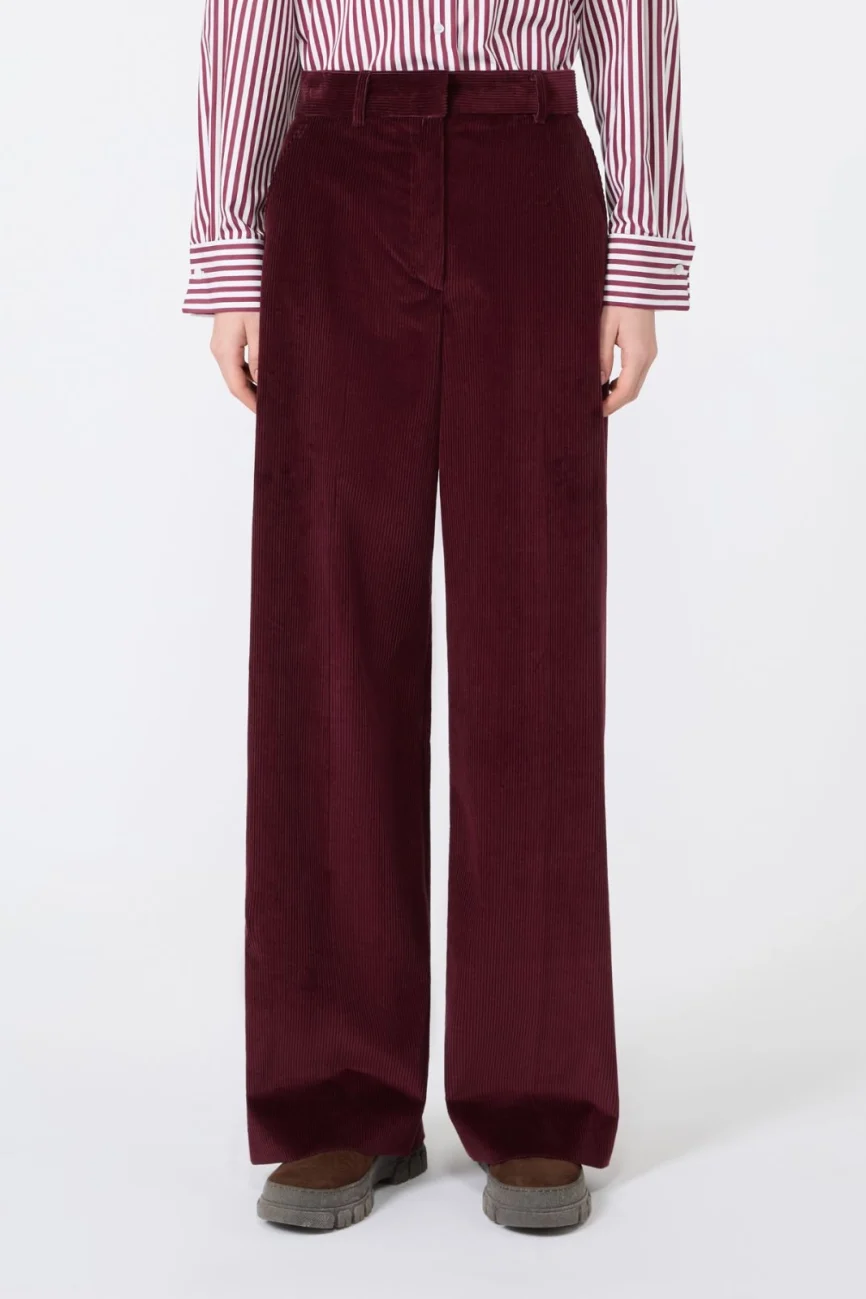 Weekend Max Mara pantalone gamba larga in velluto bordeaux WKDTANIA