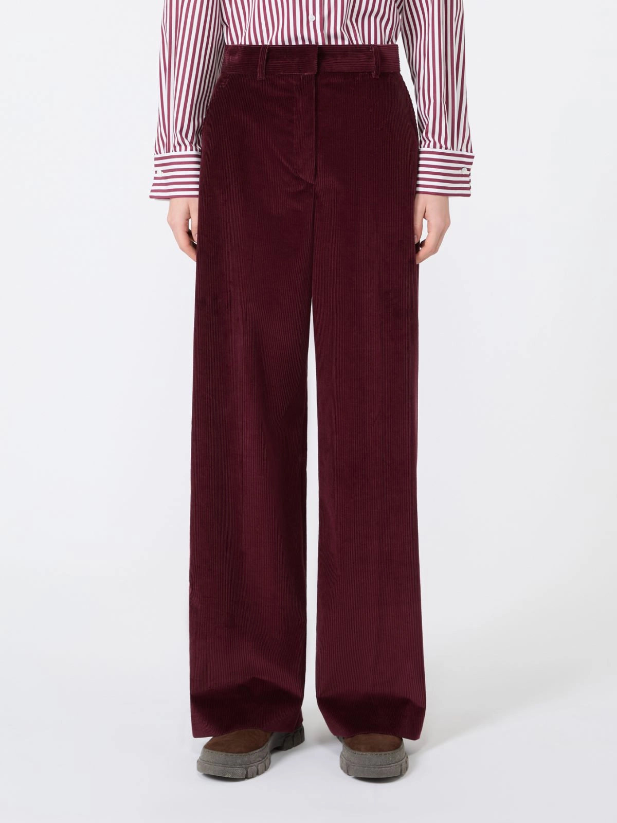 Weekend Max Mara pantalone gamba larga in velluto bordeaux WKDTANIA