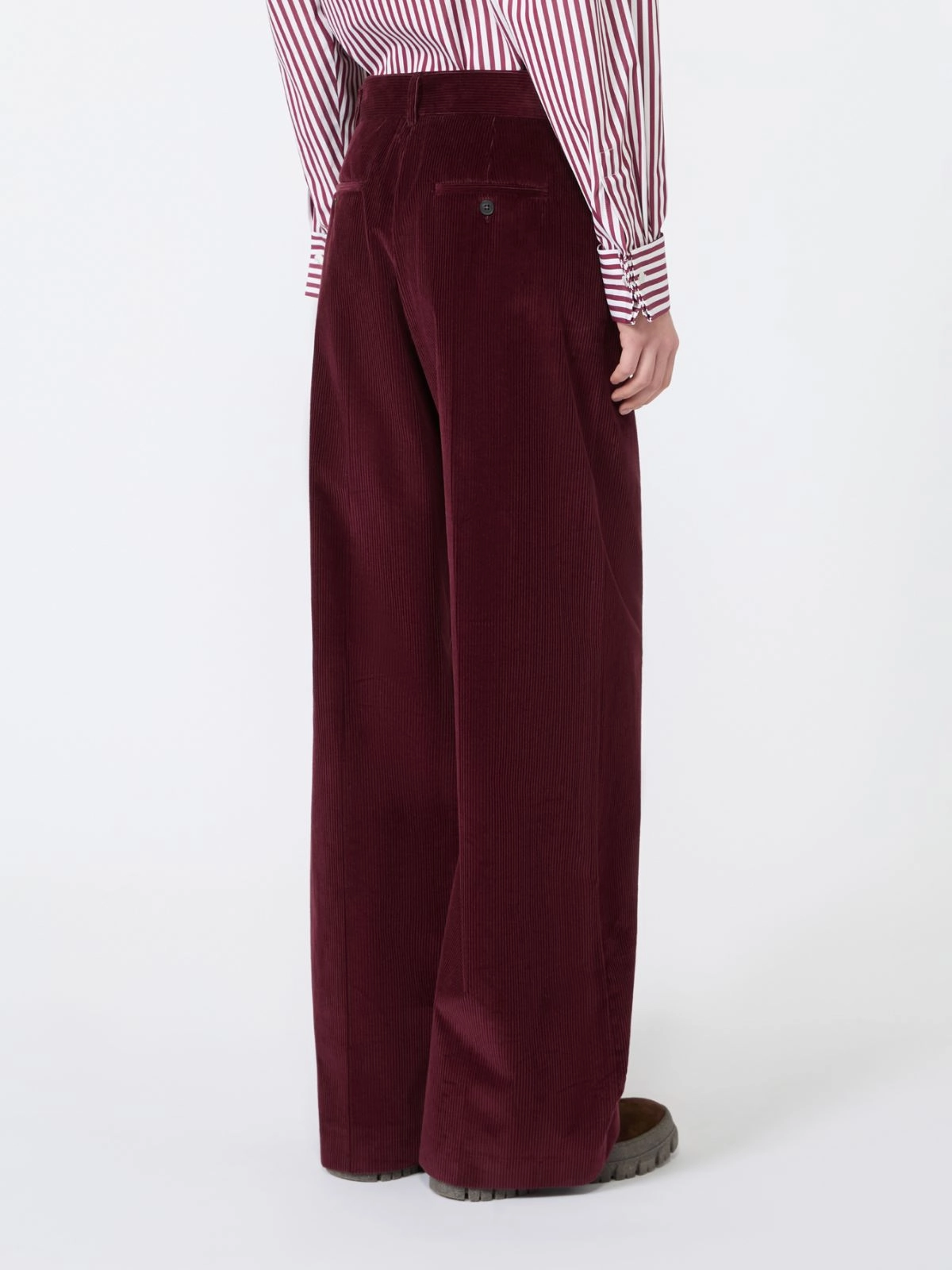 Weekend Max Mara pantalone gamba larga in velluto bordeaux WKDTANIA - immagine 2