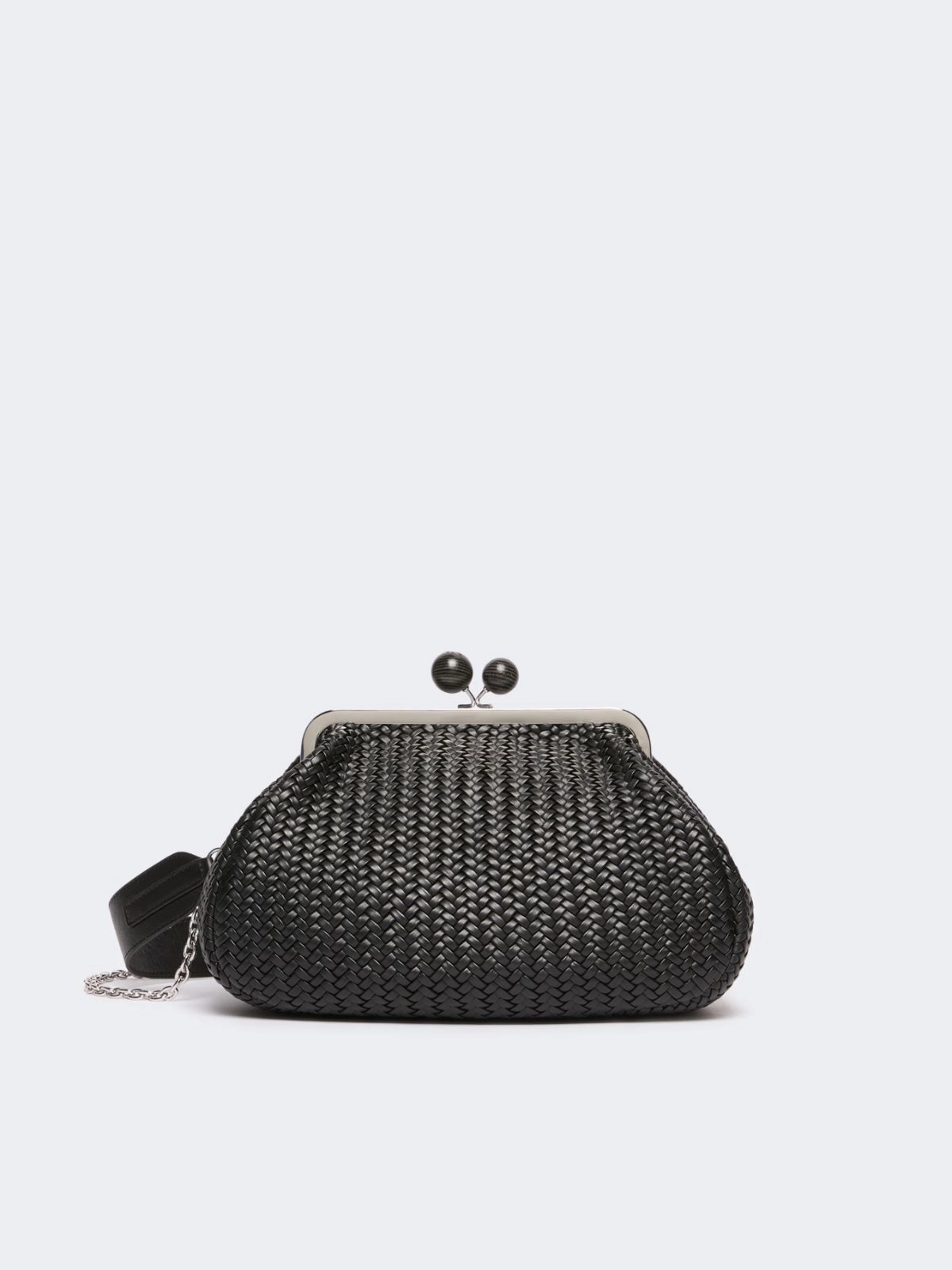 Weekend Max Mara borsa pasticcino bag medium in pelle intrecciata nera WKAERE