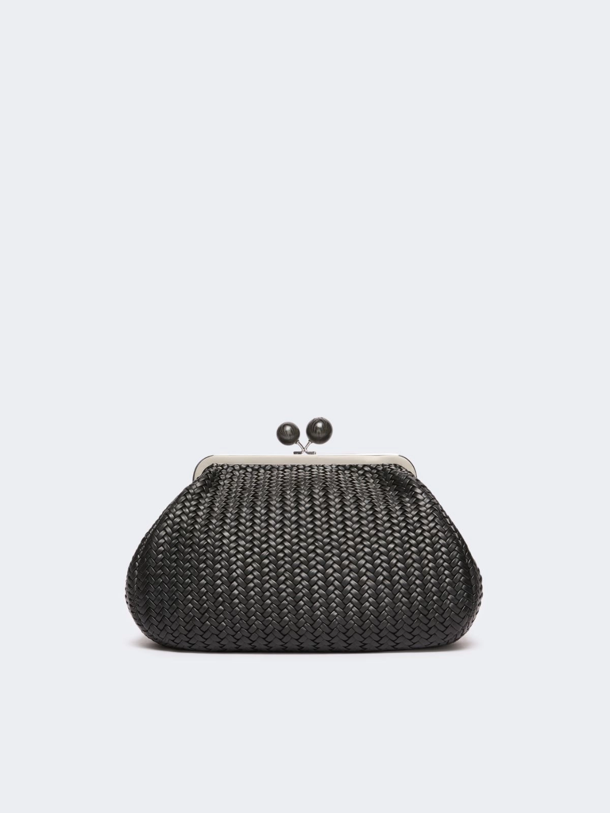 Weekend Max Mara borsa pasticcino bag medium in pelle intrecciata nera WKAERE - immagine 4