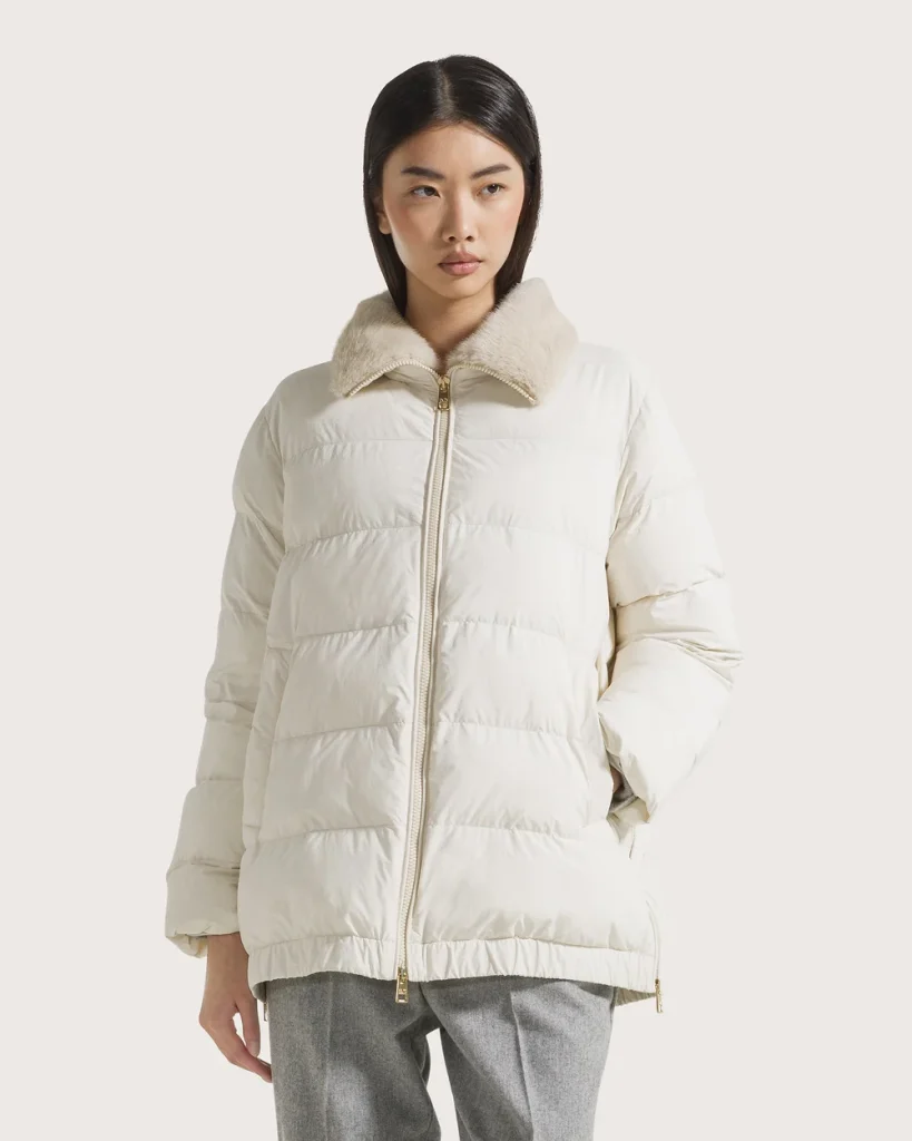 Seventy 19.70 imbottito con collo in eco pelliccia panna