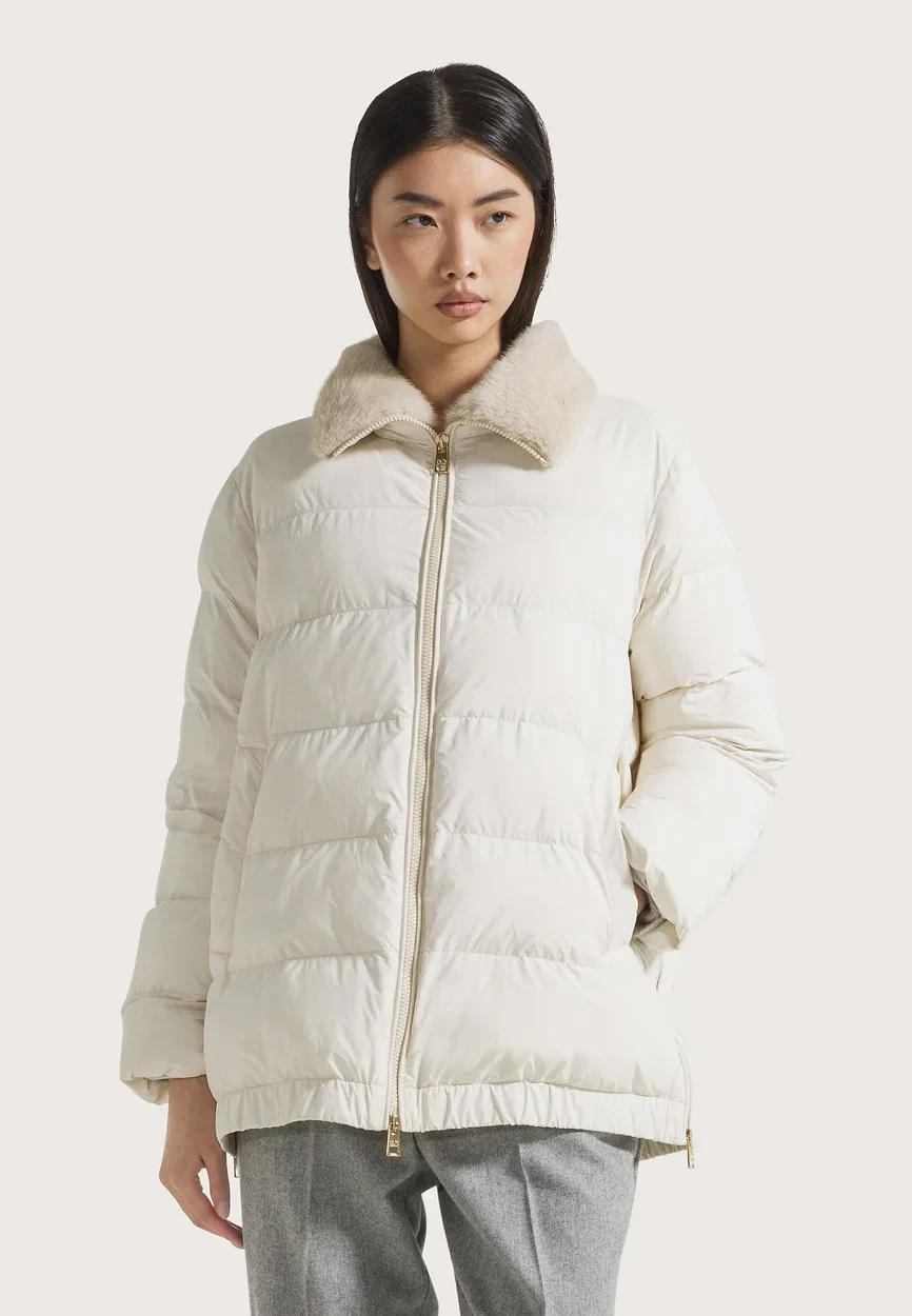Seventy 19.70 imbottito con collo in eco pelliccia panna
