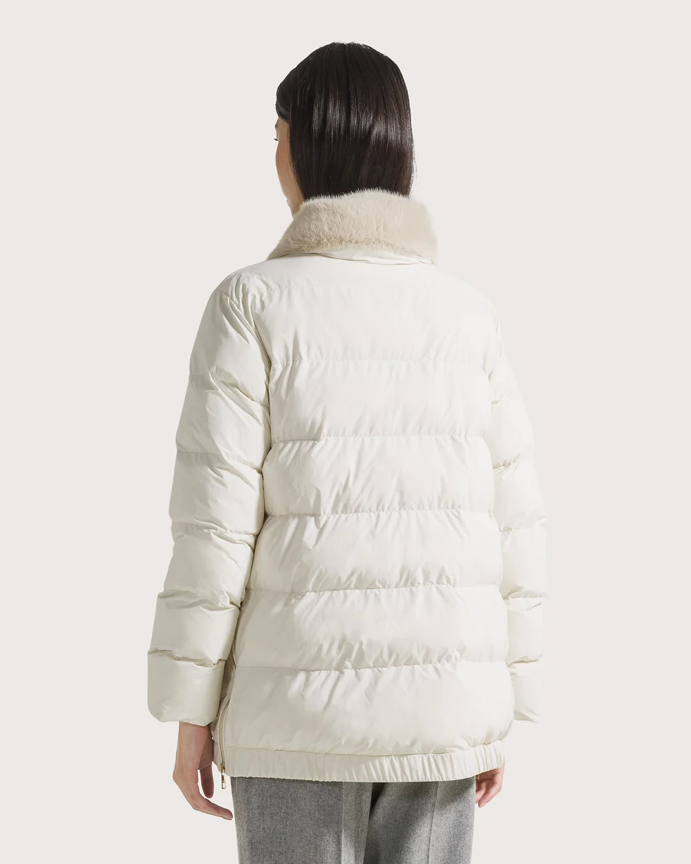 Seventy 19.70 imbottito con collo in eco pelliccia panna - immagine 4