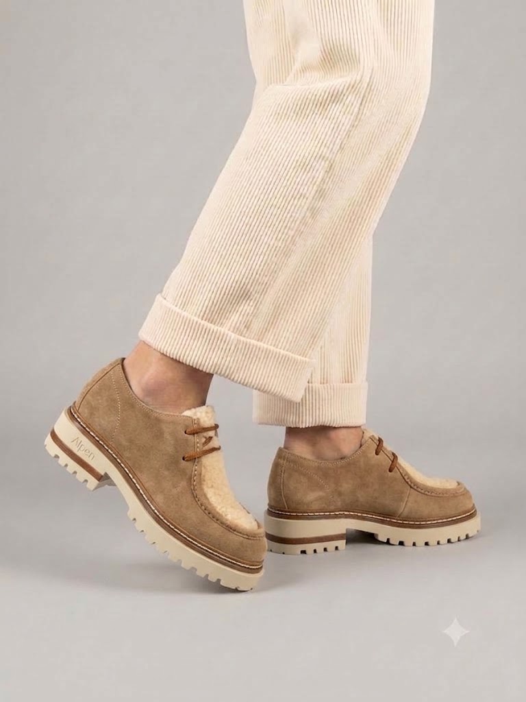 Alpen Boots donna scarpa paraboot beige con inserto in montone BASILEA