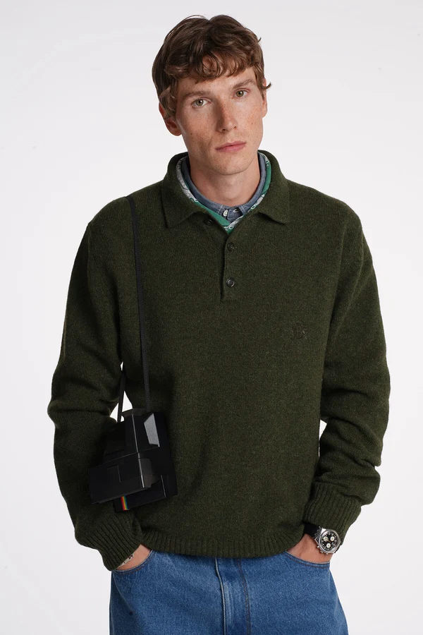 Baracuta polo manica lunga in shetland verde beech